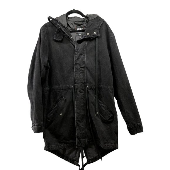 Urban Outfitters Other - Urban Outfitters BDG Denim Parka Jacket Mens Small S Black Hooded Fishtail